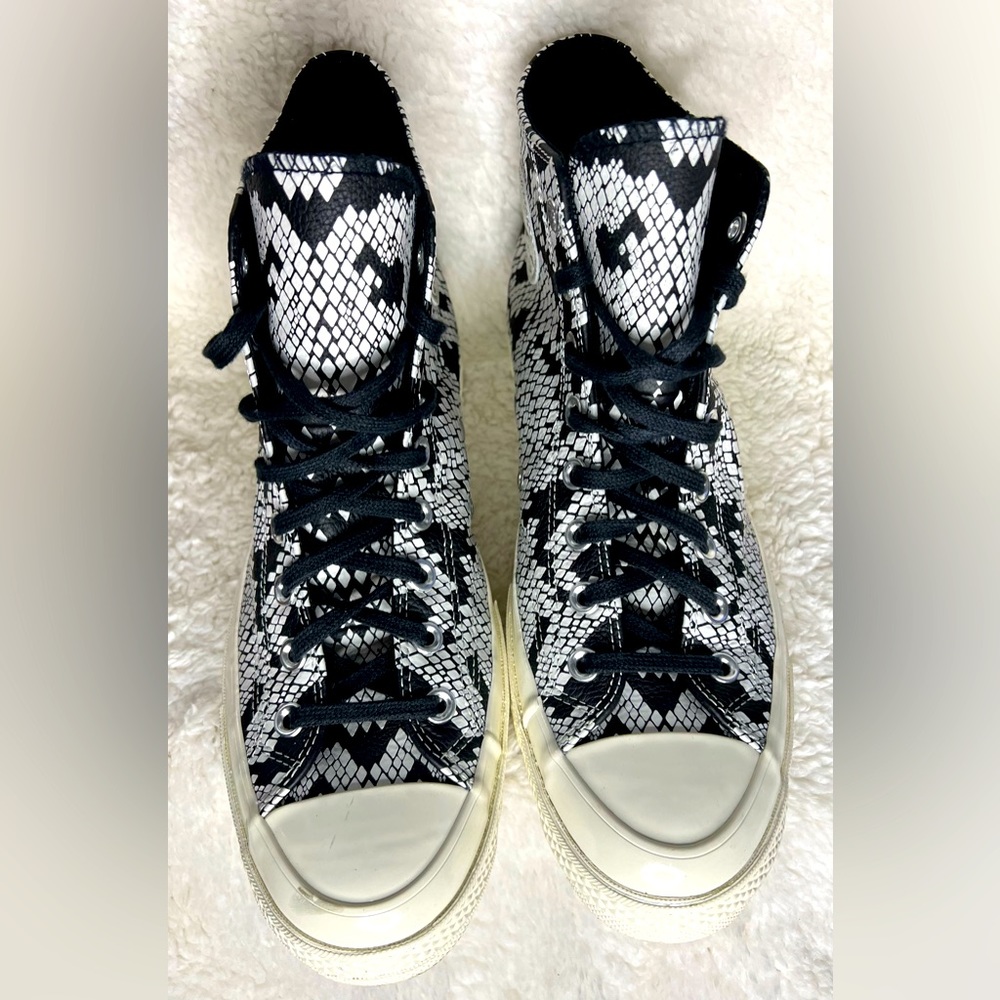 Converse All-Star Black/Cream Snakeskin Print High Top Sneakers